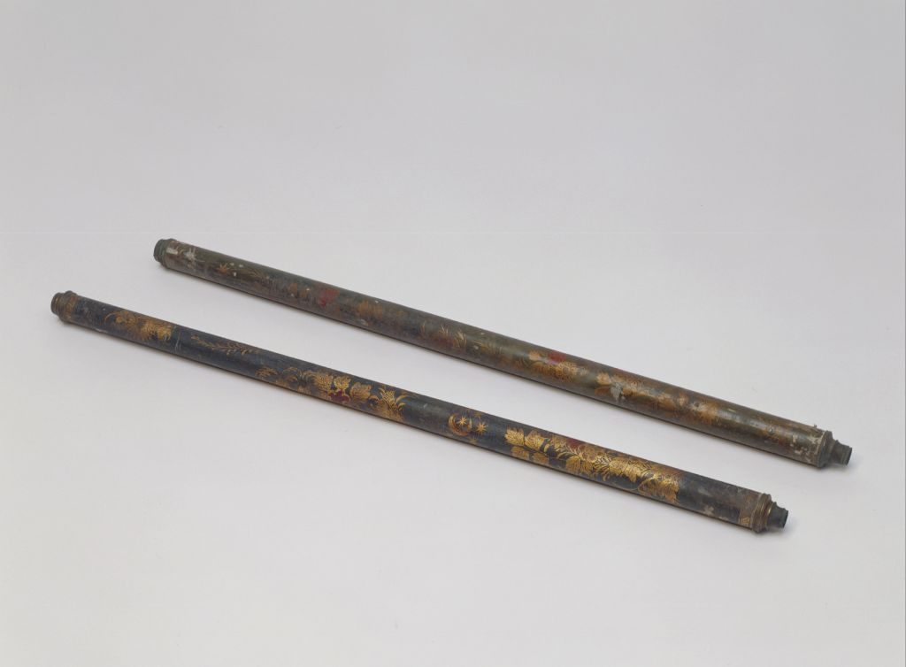 图片[1]-Green-painted wooden gold-drawing telescope-China Archive